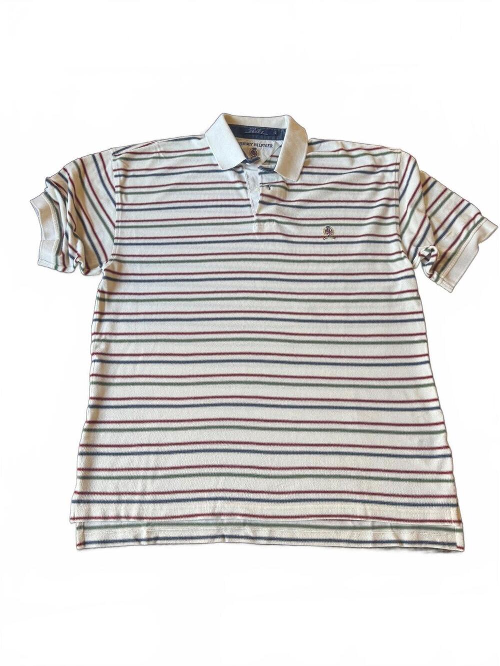 Vintage polo Y2KTommy Hilfiger striped short sleeve(0093)